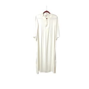 Schweitzer Linens Nightgown Pure Silk Ivory Cream Pintuck Caftan Size M
